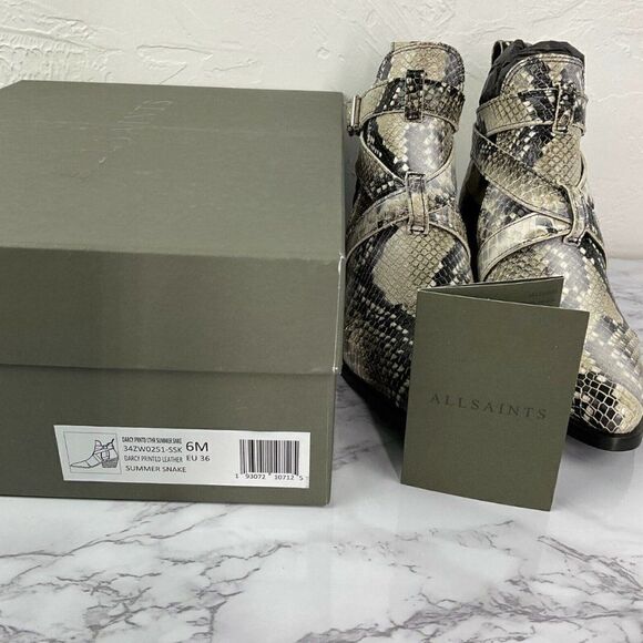 Allsaints Summer Snake Leather Darcy Pointed Bootie 6 - Picture 9 of 9